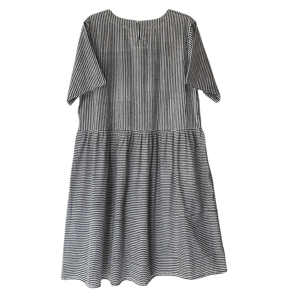 NWT | 100% ORGANIC COTTON HUDSON SHIRT DRESS MENSWEAR BLACK & WHITE STRIPE L/XL - Picture 7 of 12